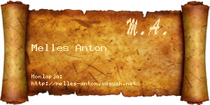Melles Anton névjegykártya